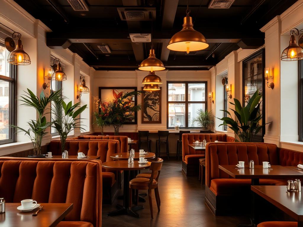 Cozy velvet seating inside Luxury Coffee
